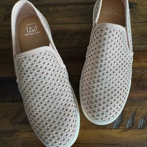 Material Girl Light Blush Slip-On Rhinestone Mesh Sneakers NWOT